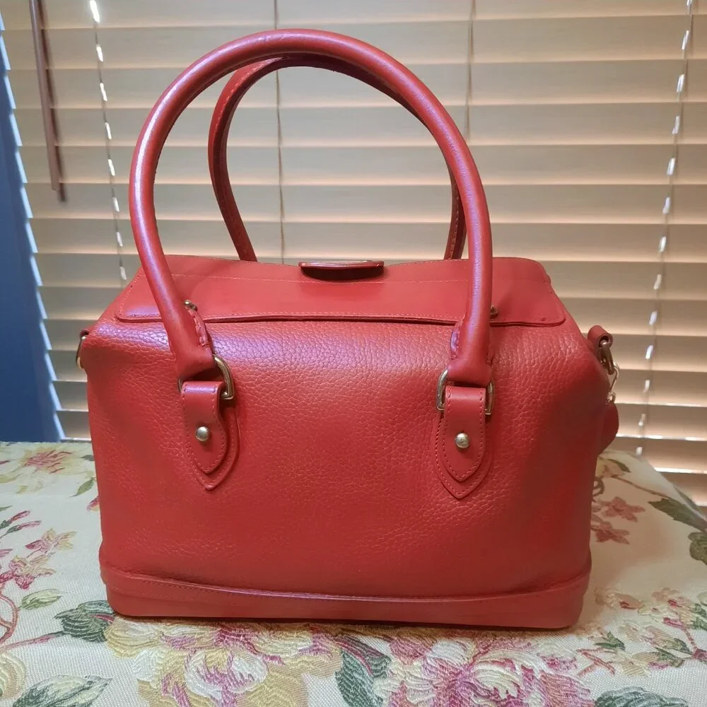 Dooney & Bourke Red Doctor Bag Hand Painted Vintage Doctor Bag - Picture 3 of 14